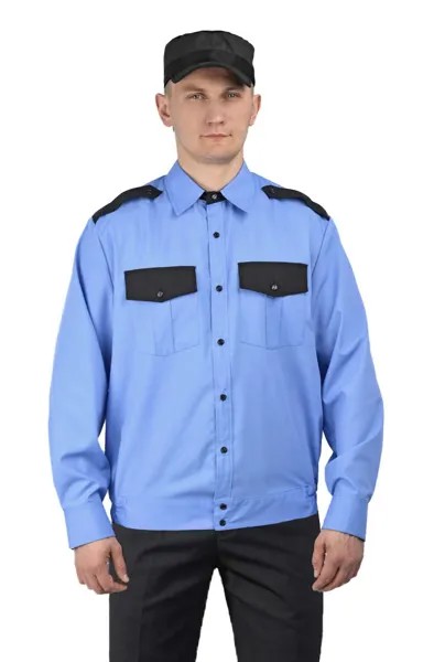 Рубашка рабочая мужская Ursus РУБ504-069 голубой с черным 39 RU, 182-188 см