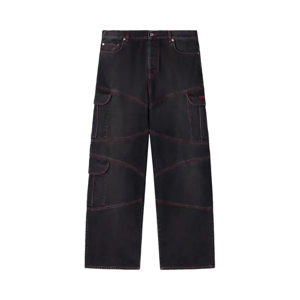 Джинсы Off-White Script Samurai Straight Jeans, цвет Vintage Black/Red