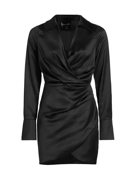 Атласное мини-платье Cece с запахом Line & Dot, черный