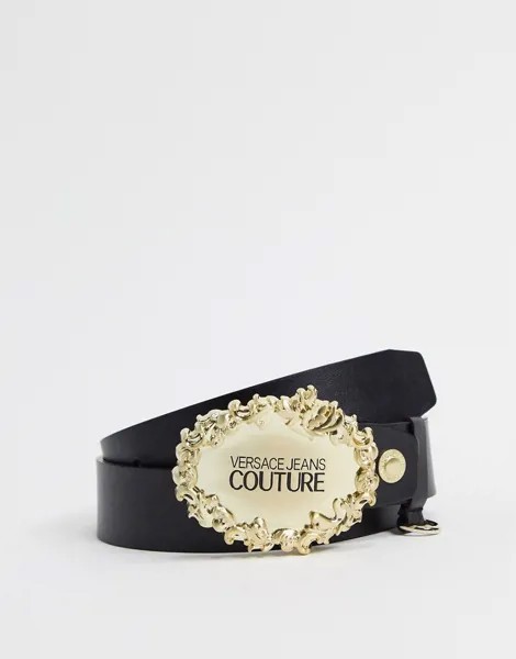 Черный ремень в стиле вестерн с логотипом Versace Jeans Couture