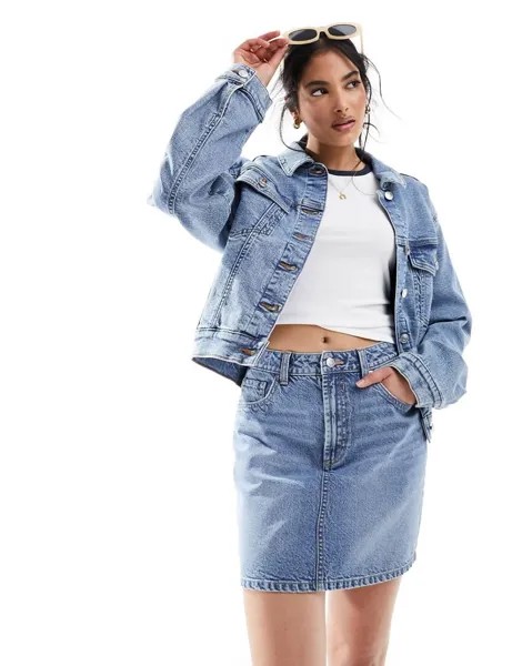 Голубая джинсовая мини-юбка с завышенной талией ASOS DESIGN