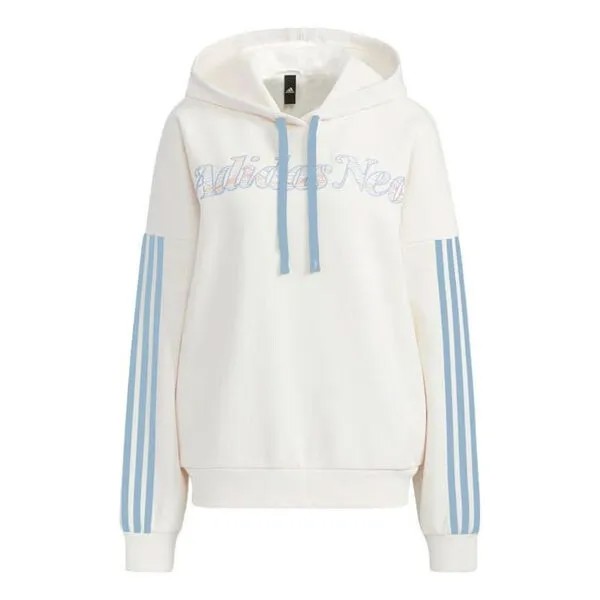 Толстовка (WMNS) adidas neo W Ard Hdy Logo Hoodie 'White Blue', белый