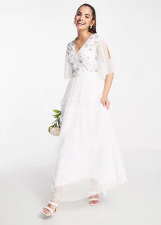 Жемчужно-розовое платье мидакси с декором Frock and Frill Bridal-Розовый цвет