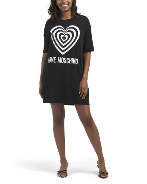 Мини-платье с короткими рукавами и логотипом в форме сердца Love Moschino, черный