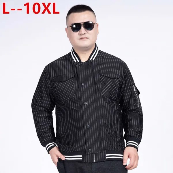 Бейсбольная куртка 10XL Весна 8XL Осенняя Повседневная однотонная Модная тонкая мужская куртка-бомбер на молнии мужская Тонкая куртка-пилот
