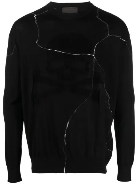 Philipp Plein шерстяной джемпер с эффектом кракле, черный