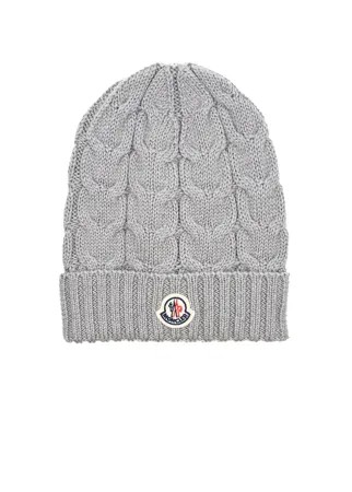 Серая шапка из шерсти с отворотом Moncler