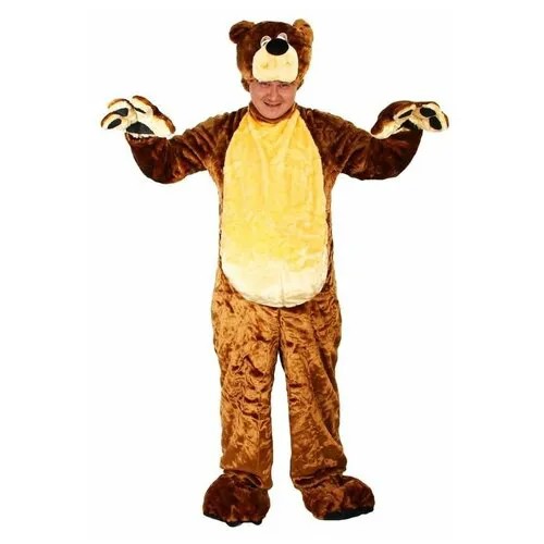 Карнавальный костюм «Бурый медведь», комбинезон, шапка, р. 50-52, рост 180 см, цвета микс