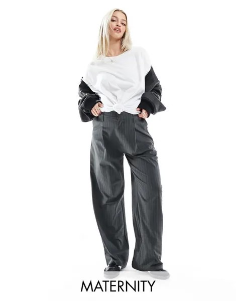 Cotton On Maternity — удобные серые костюмные брюки в тонкую полоску Cotton:On
