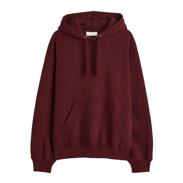 Толстовка H&M Oversized Fit Cotton, бургунди
