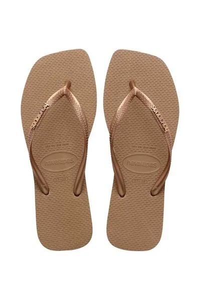 Шлепанцы с квадратным логотипом и металлическим логотипом Havaianas, золотой