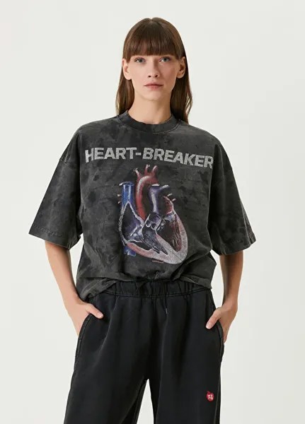 Футболка с принтом Heartbreaker Alexander Wang, антрацит