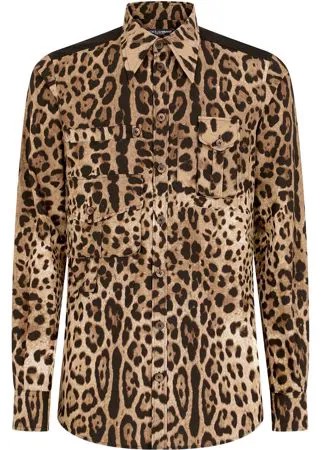 Dolce & Gabbana рубашка с леопардовым принтом