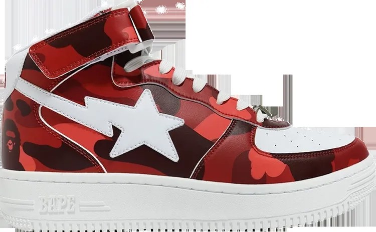 Кроссовки Bapesta Mid Camo Red, красный