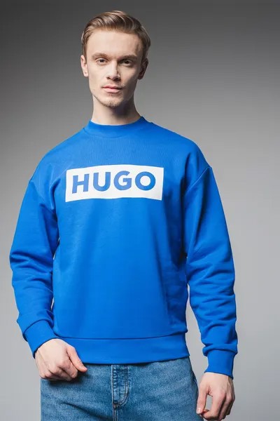 Толстовка с овальным вырезом и логотипом Hugo, синий