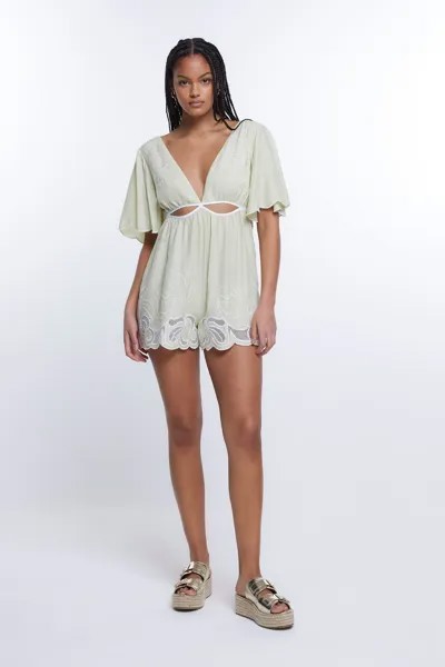 Легкий ажурный комбинезон River Island, зеленый
