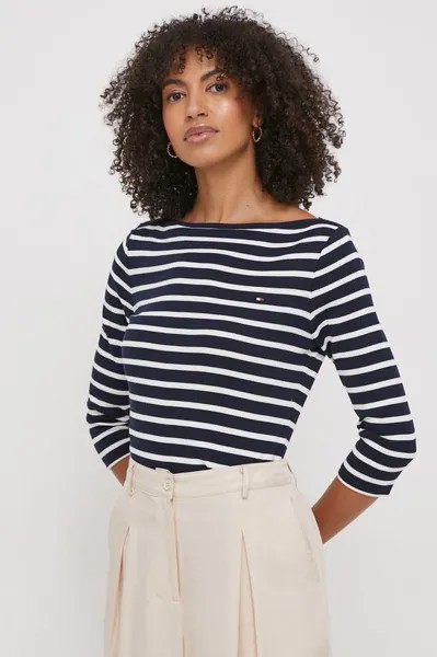 Лонгслив из хлопка Tommy Hilfiger, темно-синий