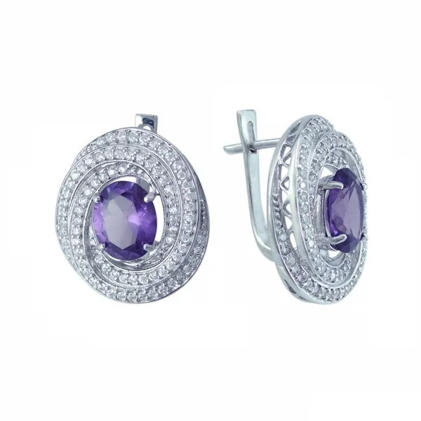Серьги женские из серебра Balex Jewellery 2405935808, александрит/фианит