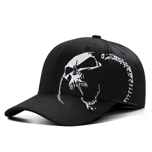 Высокое качество Унисекс Хлопок Открытый бейсболка Череп Вышивка Snapback Мода Спортивные шляпы Шапка