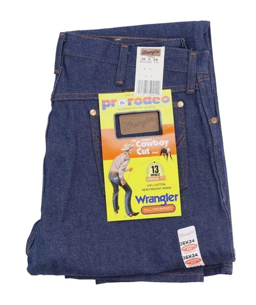 Винтажные мужские джинсы Wrangler Made in USA W36 L34 14,75 oz Denim 13MWZ Deadstock