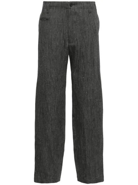Yohji Yamamoto льняные зауженные брюки, серый