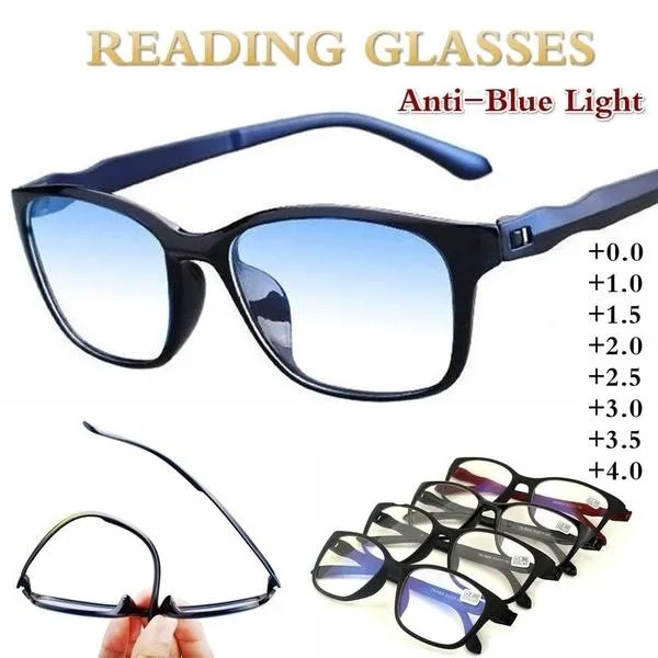 Ультра-легкие очки для чтения Анти синий свет Линзы для мужчин Женщины Мода Рамка для ног +1.5 +2.0 +2.5 +3.0 +3.5 +4.0