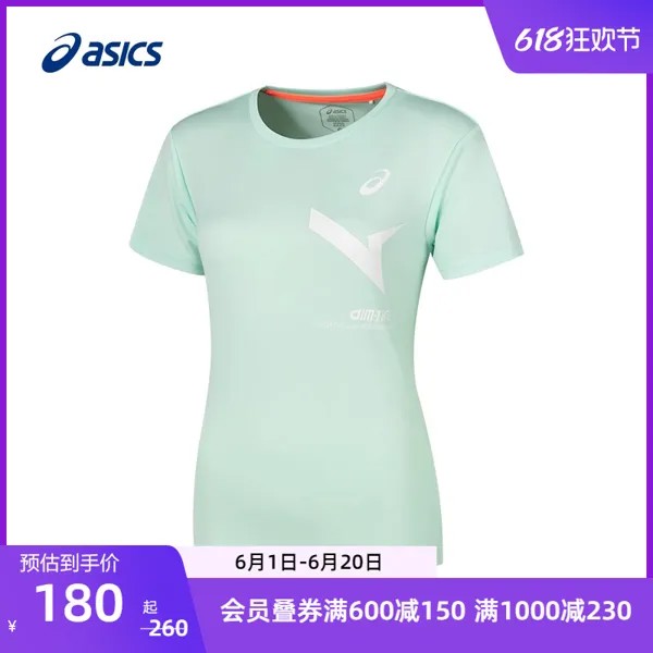 Футболка спортивная женская Asics с короткими рукавами, мятно-зеленый