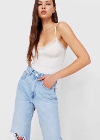 Stradivarius Боди В Бельевом Стиле Цвет Небеленого Полотна M