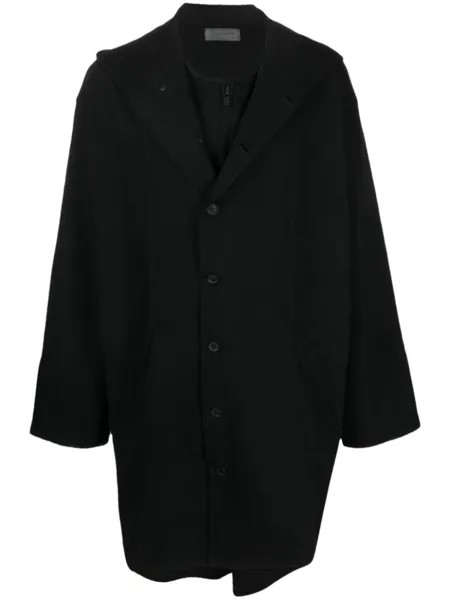Yohji Yamamoto однобортное пальто с капюшоном, черный