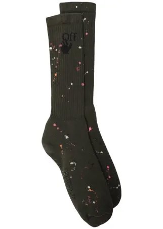 Off-White носки в рубчик с эффектом разбрызганной краски