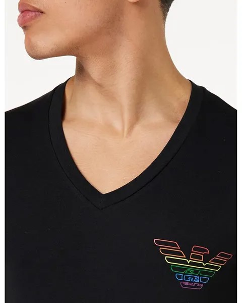 Футболка Emporio Armani Rainbow Logo T-Shirt, черный