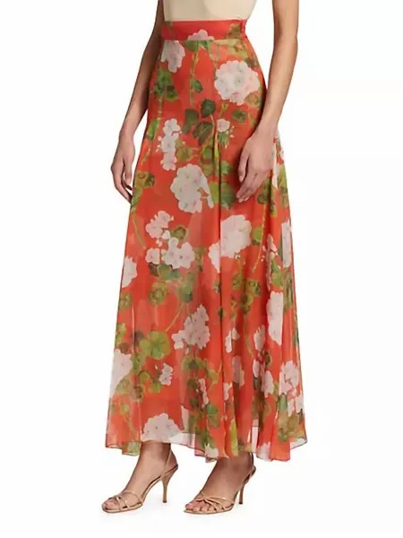 Женская длинная юбка Geranium белого цвета/сиены Oscar de la Renta