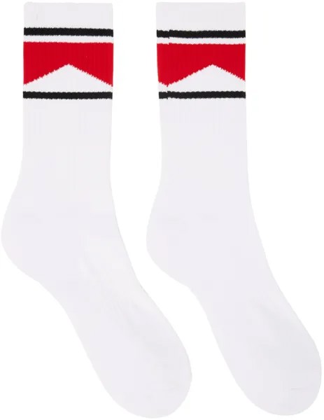 Белые носки с шевроном Rhude, цвет White/Red/Black