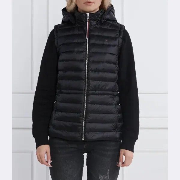 Женственный пуховик без рукавов классического кроя Tommy Hilfiger, черный