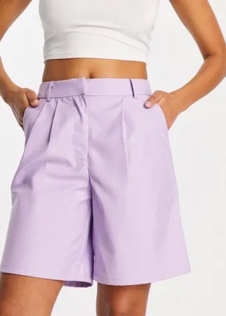 Сиреневые удлиненные шорты в классическом стиле от комплекта Pieces-Фиолетовый цвет