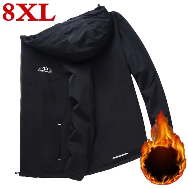 6XL размера плюс 8XL 7XL флисовые куртки мужские пилот куртка Бомбер теплые мужские модные пальто с капюшоном приталенное пальто брендовая одеж...