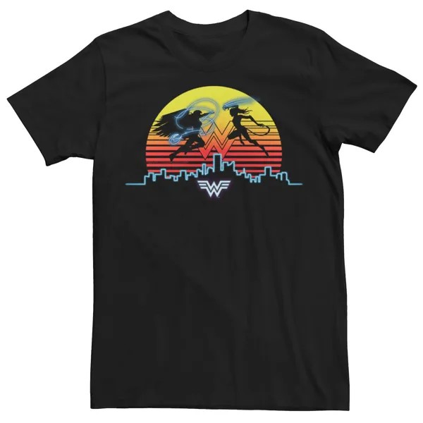 Мужская футболка Wonder Woman Skyline Sunset DC Comics, черный