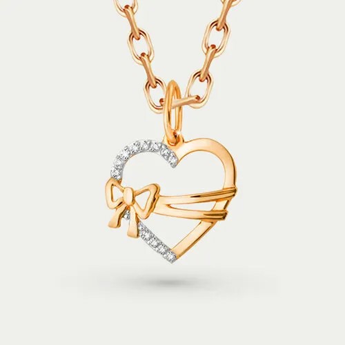 Подвеска GOLD CENTER, красное золото, 585 проба, фианит