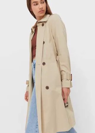 Stradivarius Базовый Тренч Из Непромокаемой Ткани Бежевый Средний M