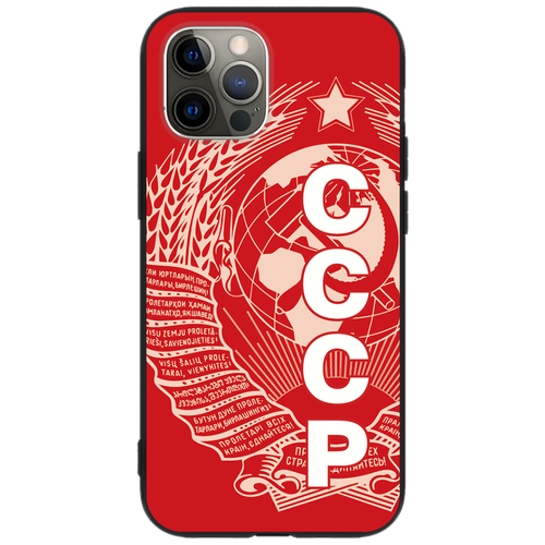 Черный силиконовый чехол с рисунком Герб СССР для Apple iPhone 12 / 12 Pro, черный, Anycase PR0005850