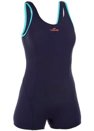 Купальник слитный с шортами для аквагимнастики женский синий Mika, размер: 48, цвет: Синий Графит NABAIJI Х Декатлон
