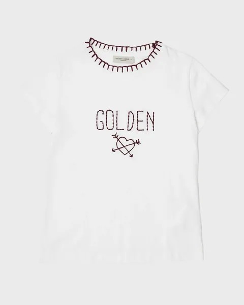Футболка с вышивкой Girl's Journey, размер 4–10 Golden Goose, цвет Optic White
