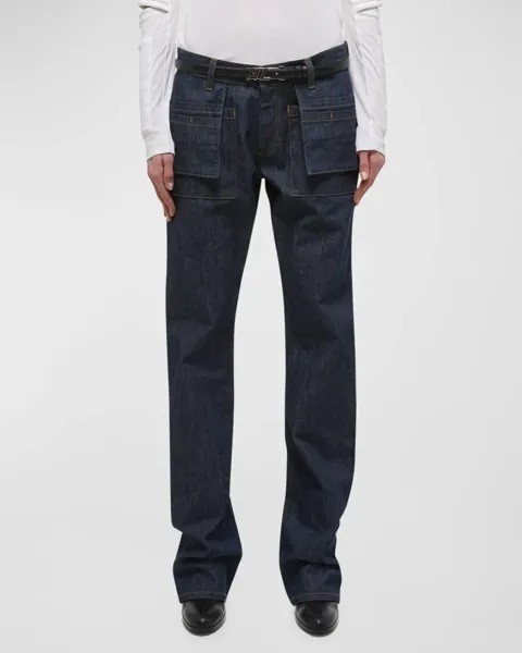 Прямые джинсы в стиле милитари Helmut Lang, цвет Raw Indgo