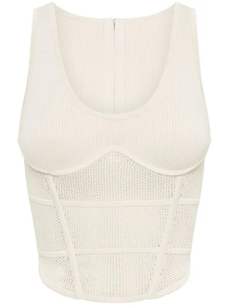 Dion Lee топ в технике кроше, нейтральный цвет