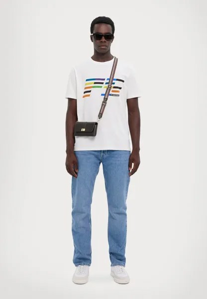 Футболки с принтом MENS REGULAR FIT SLANT LOGO PS Paul Smith, белый
