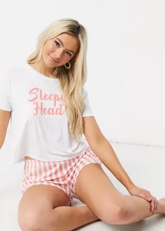 Розовая пижама в полоску с надписью In The Style x Billie Faiers-Мульти