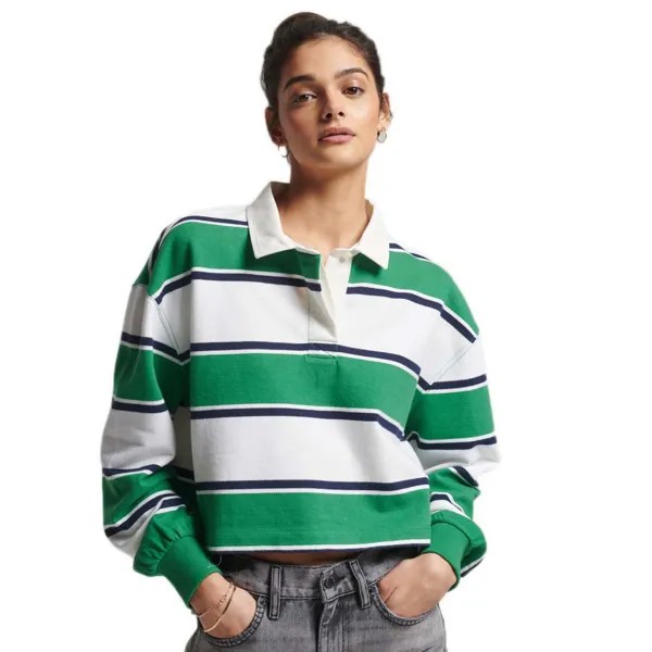 Поло с длинным рукавом Superdry Vintage Cropped Rugby, зеленый