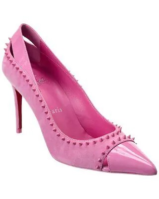 Christian Louboutin Duvette Spikes 85 Замшевые и лакированные женские туфли розового цвета 37
