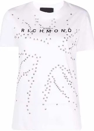 John Richmond футболка с логотипом и заклепками