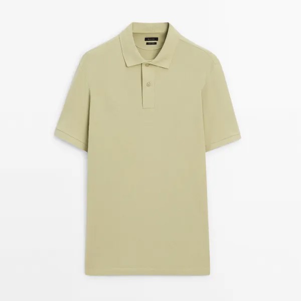 Футболка-поло Massimo Dutti Microtextured Cotton Piqué, светло-зеленый